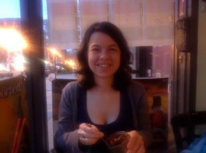 Me with my new favorite condiment, shito. ("Pull up your shirt!," says my Mom.)