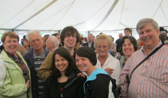 Here's the family in the food tent. Do I look stressed?