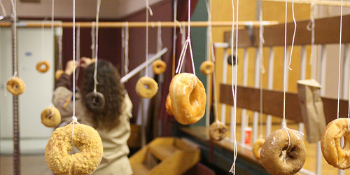 donuts hanging on string game
