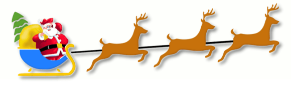 Santa with sleigh and reindeer