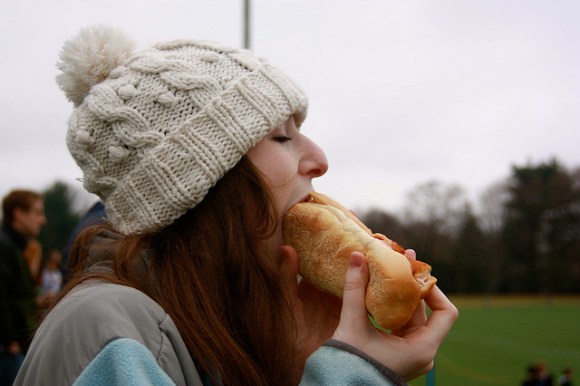 Girl eating sandwich