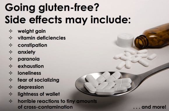 Side effects of a gluten-free diet may include